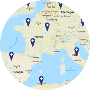 Mappa che mostra i chirurghi di riferimento per il trattamento del Pectus Excavatum in tutto il mondo